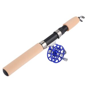 Diydeg Telescopic Fishing Pole, Firm Reel Base Portable Ice Fishing Rods Lightweight Mini Pocket for Sea Saltwater Freshwater for Ice Fly Fishing for Festivals Gift(Blue)