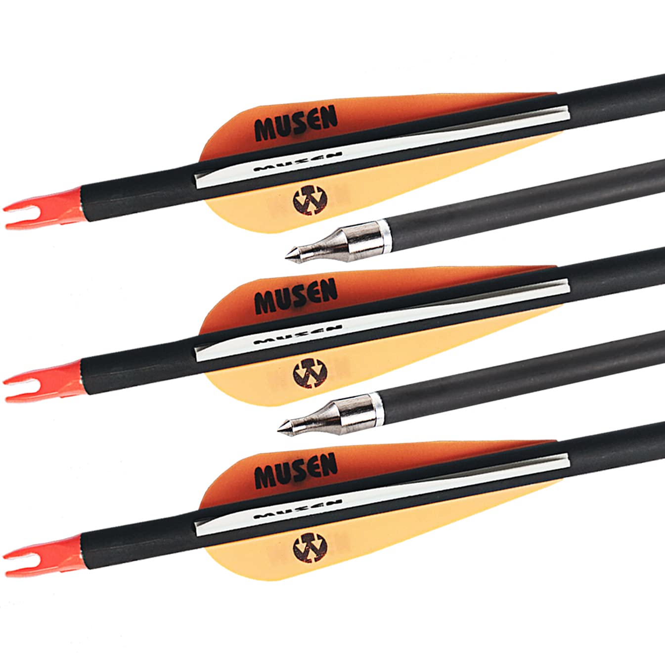 Musen Archery 30/28 Inch Carbon Practice Targeting Arrows with Removable for Youth Compound & Recurve Bow Target (Pack of 12)