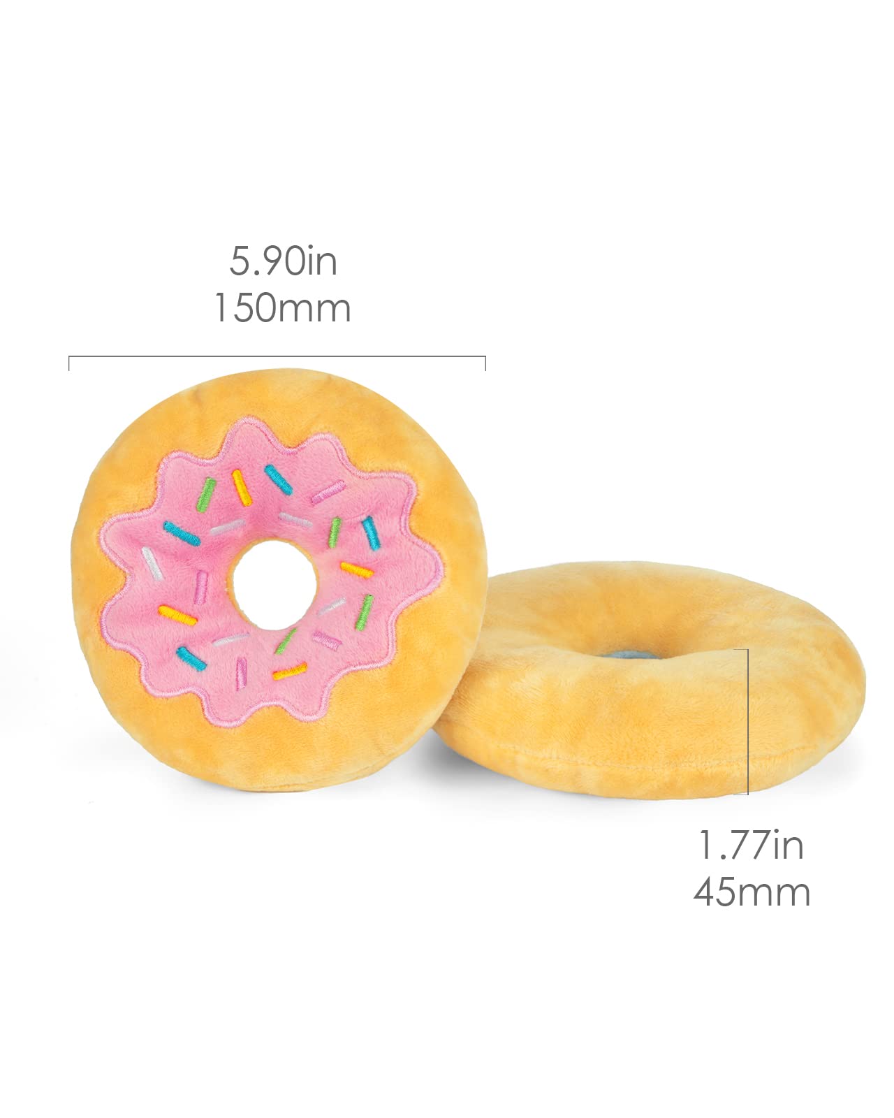 HGB Squeaky Dog Toys, Funny Donut Plush Dog Chew Toys for Teething, Pet Training, and Entertaining, Cute Interactive Dog Toy (3 Pack)