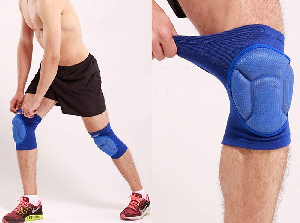 Sponge Cushioned Knee Support Pad 1 Pair Crush proof Sport Kneecap Brace Elastic Sleeve Fitness Bike Basketball MMA Boxing Ski Knee Injury Protector Guard - Pain- relief, Warm-up