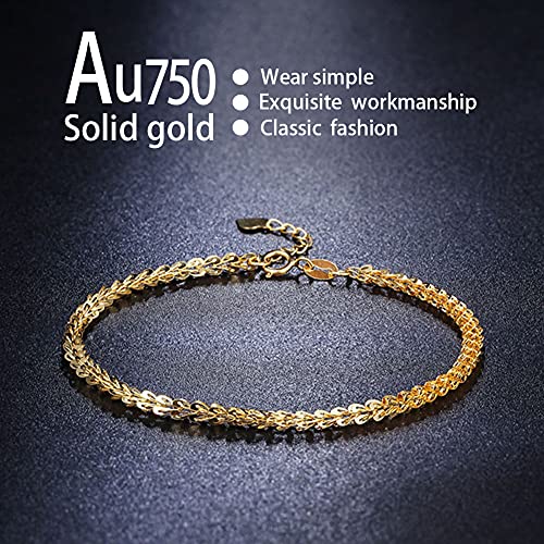 JEWEAST Solid 18k Gold Bracelets for Women Real Gold, Yellow Gold bangle for Lover Mother Wife Girl,Rose Gold Gift With Certificate Fine Jewelry for Anniversary Birthday Wedding Party（6-7 Inch）