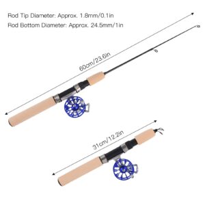 Diydeg Telescopic Fishing Pole, Firm Reel Base Portable Ice Fishing Rods Lightweight Mini Pocket for Sea Saltwater Freshwater for Ice Fly Fishing for Festivals Gift(Blue)