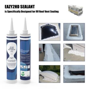 Eazy2hD 2 Pack RV Self Leveling Lap Sealant for RV Roofs,RV Roof Sealant,Camper Caulking, Camper Sealer for Rubber Roof EPDM,White