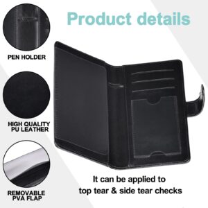 Black Checkbook Covers- Leather RFID Check Registers for Personal Checkbook，Women&Men Wallets with Checkbook Holder Case (Black)