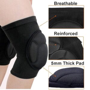 Sponge Cushioned Knee Support Pad 1 Pair Crush proof Sport Kneecap Brace Elastic Sleeve Fitness Bike Basketball MMA Boxing Ski Knee Injury Protector Guard - Pain- relief, Warm-up