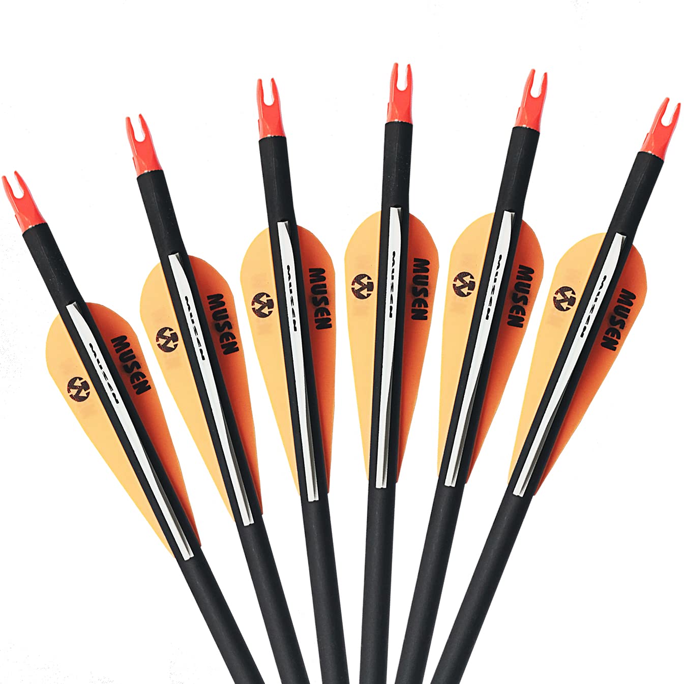 Musen Archery 30/28 Inch Carbon Practice Targeting Arrows with Removable for Youth Compound & Recurve Bow Target (Pack of 12)