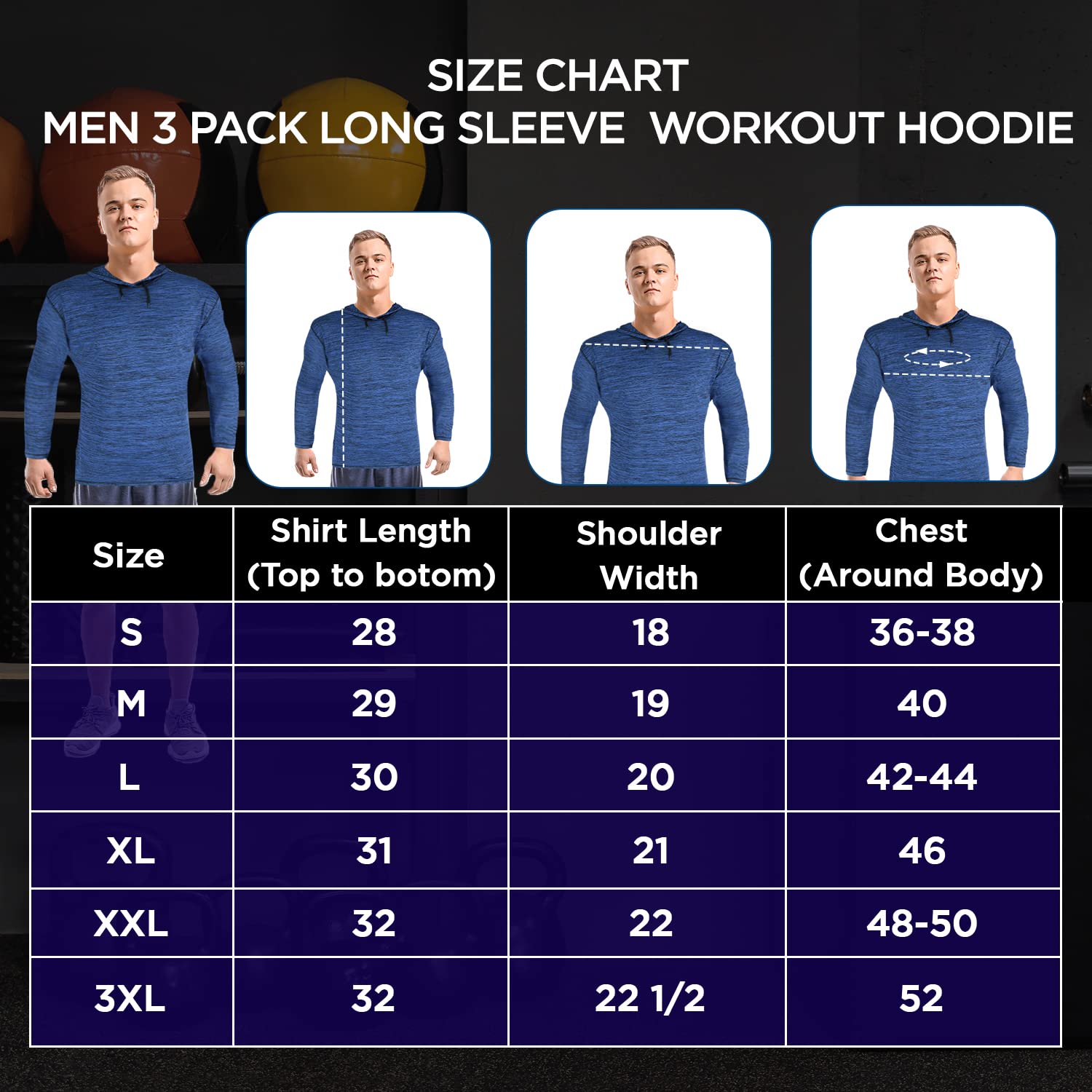 Long Sleeve Workout Shirts for Men 4 Pack Moisture Wicking Dry Fit for Running Sports and Gym Fitness, Size Medium, Black/Red/Royal Marled