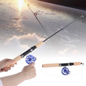 Diydeg Telescopic Fishing Pole, Firm Reel Base Portable Ice Fishing Rods Lightweight Mini Pocket for Sea Saltwater Freshwater for Ice Fly Fishing for Festivals Gift(Blue)