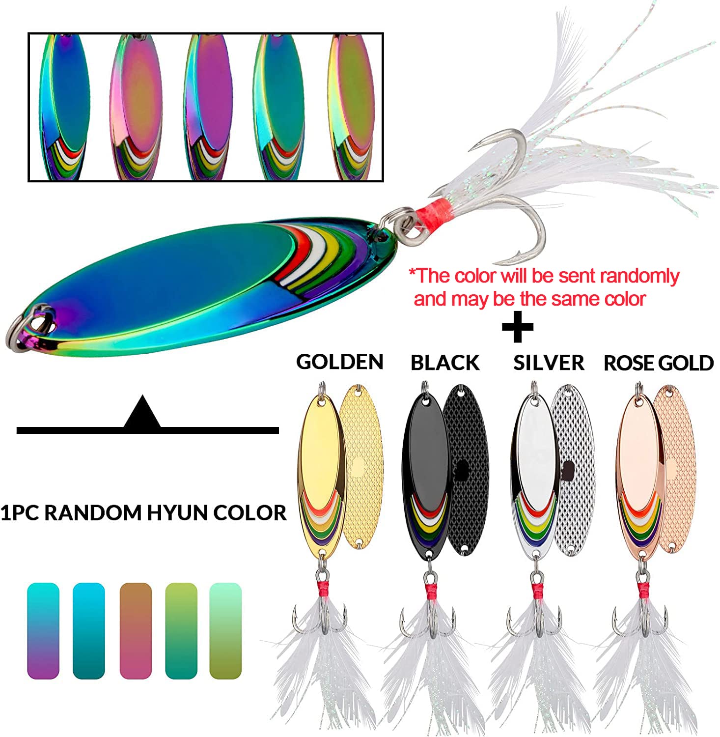 QualyQualy Fishing Lure Fishing Spoons Fishing Trout Lures Walleye Spoons Fishing Spoon Lures for Trout Bass Pike Crappie Walleye 5Pcs 1/8oz 1/6oz 1/4oz 3/8oz 1/2oz 5Pcs