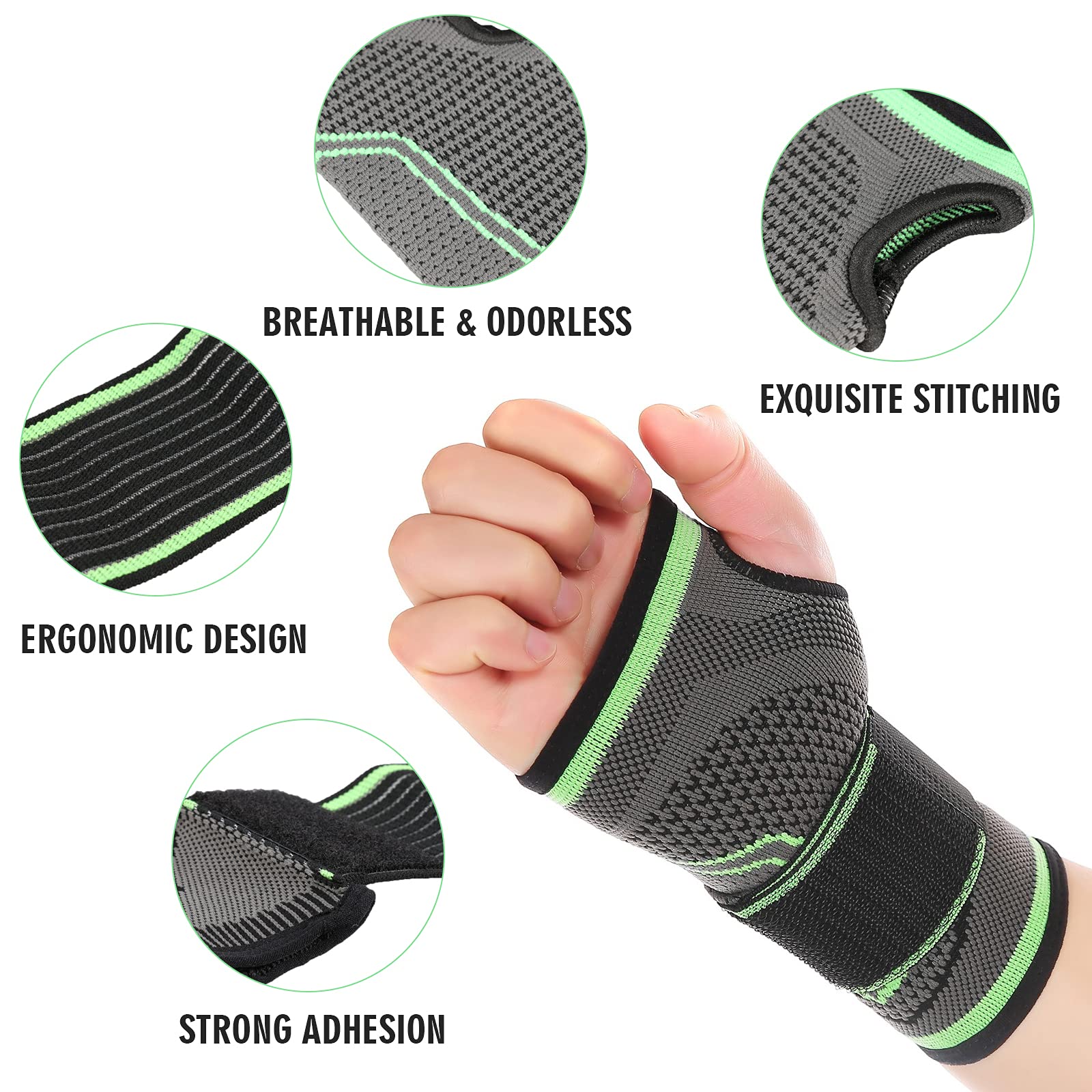 Wrist Brace, Compression Wrist Support Sleeve with Adjustable Strap for Men & Women, Carpal Tunnel Wrist Brace for Wrist Pain, Sports Injuries, Fatigue and Arthritis, Tendonitis Sprains Recovery (X-L)