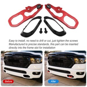 JDMSPEED New Heavy Daty Front Car Tow Hooks Left & Right with Hardware Red Replacement for Dodge Ram 1500 DT with 3.6L 5.7L Engine 2019 2020 2021 2022 Replaces 82215268AB 82215268AB 68272945AB