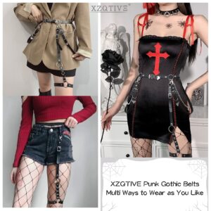 XZQTIVE Punk Waist Chain Belt, Fashion Gothic Rock Skinny Leather Belt Heart Women Steampunk Body Chains Accessories for Dress Skirt Black (A-Waist Chain Belts with Leg Ring)