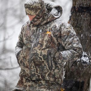 First Lite Sanctuary 2.0 Insulated Jacket - Fleece Hooded Windproof Camo Hunting Coat - First Lite Specter - Medium