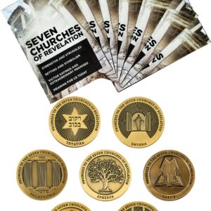 Bible Study Set, The Seven Churches of Revelation, 7 Study Booklets & 7 Challenge Coins, Bulk Bible Study Supplies for Men & Women, Christian Group Devotional Gift Set, Early Church Life Applications