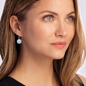 Ross-Simons 12mm Aquamarine Drop Earrings in 14kt Yellow Gold