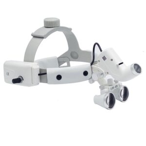 eustoma 5w led head light spotlight headband 3.5x binocular loupes optic glass with working distance 280-380mm spot adjustable dy-106