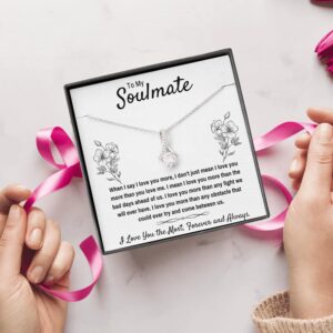 To My Soulmate Necklace Birthday Christmas Jewelry Gifts For My Wife with Message Card Box Personalized Gift Present Pendant for Future Wife Soulmate Girlfriend Love (Standard Box, Most Alluring)