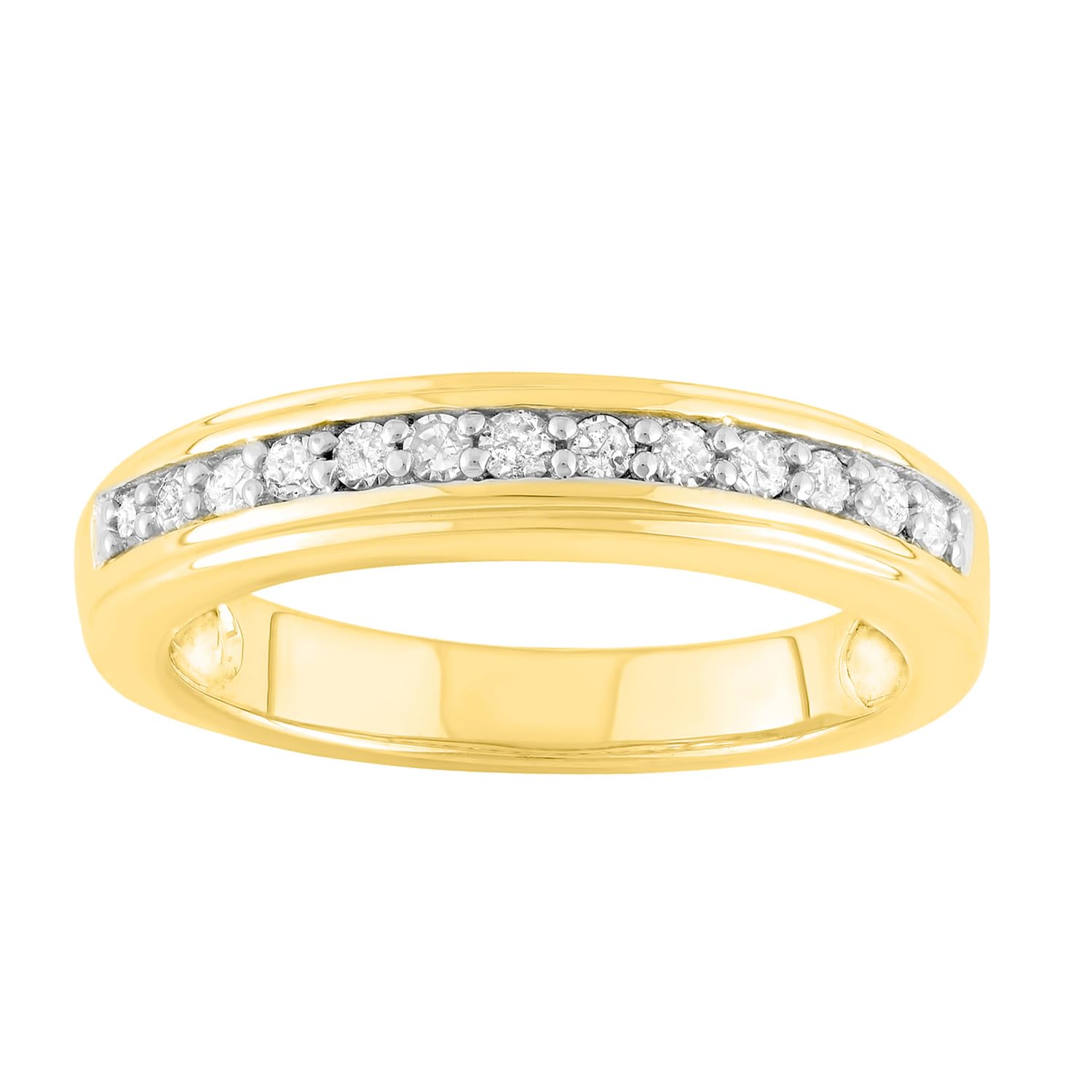 Hdiamonds 1/4 Carat Total Weight (cttw) 925 Sterling Silver Wedding Band with White Diamonds - Yellow Gold Bridal Ring for Women (Ring Size: 6.5)