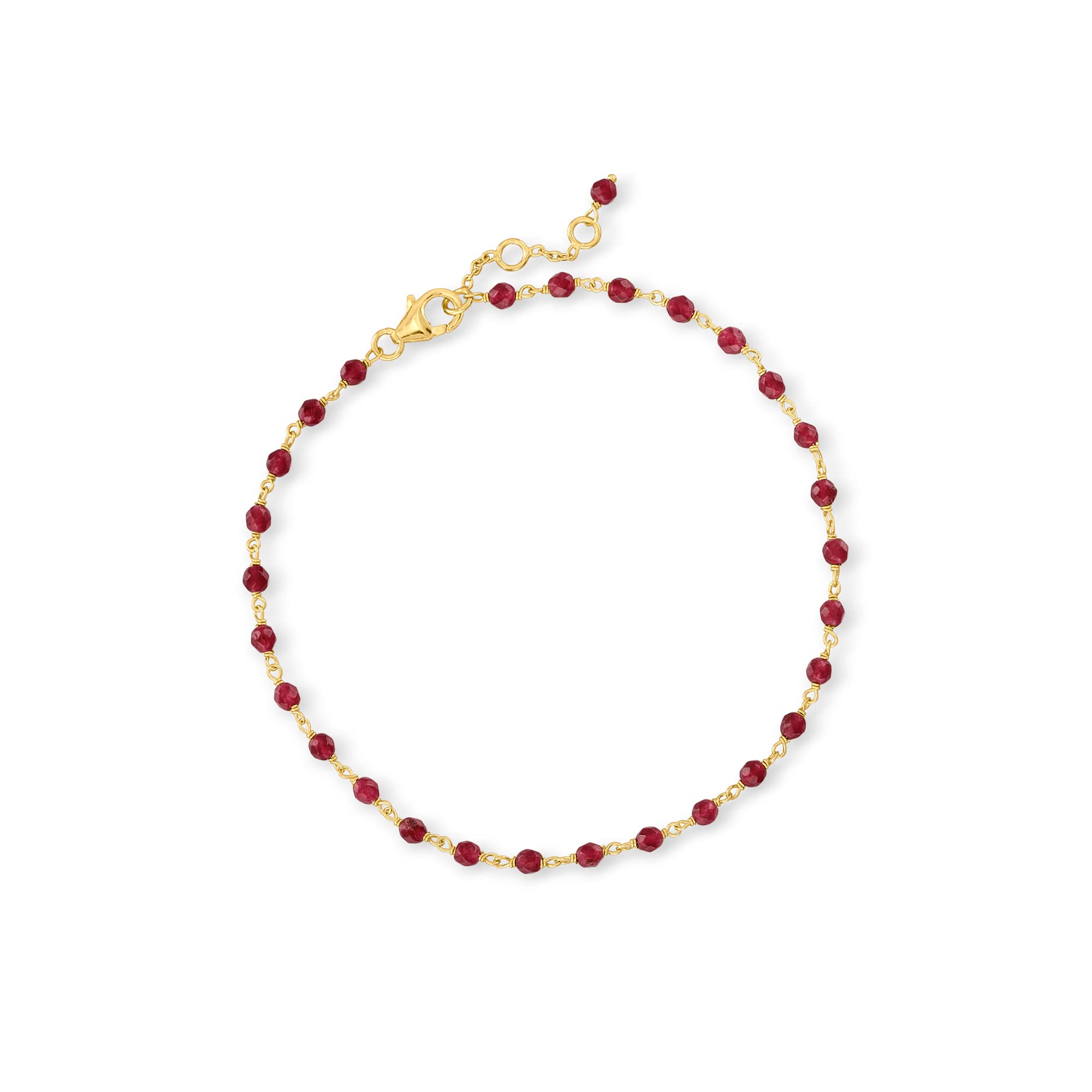 Ross-Simons 5.80 ct. t.w. Red Quartz Anklet in 18kt Gold Over Sterling. 9 inches