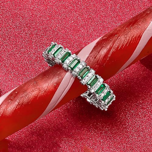 Ross-Simons 1.00 ct. t.w. Simulated Emerald and .44 ct. t.w. CZ Eternity Band in Sterling Silver. Size 8