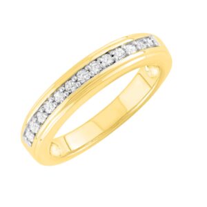 Hdiamonds 1/4 Carat Total Weight (cttw) 925 Sterling Silver Wedding Band with White Diamonds - Yellow Gold Bridal Ring for Women (Ring Size: 6.5)