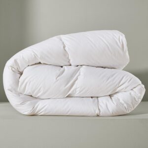 zzlamb All Season Warm Feather Down Comforter Lightweight Duvet Insert Queen Size, Durable Cotton-Blended Down Proof Shell Duvet Insert with Corner Tabs, Queen Size 90''x90'' White