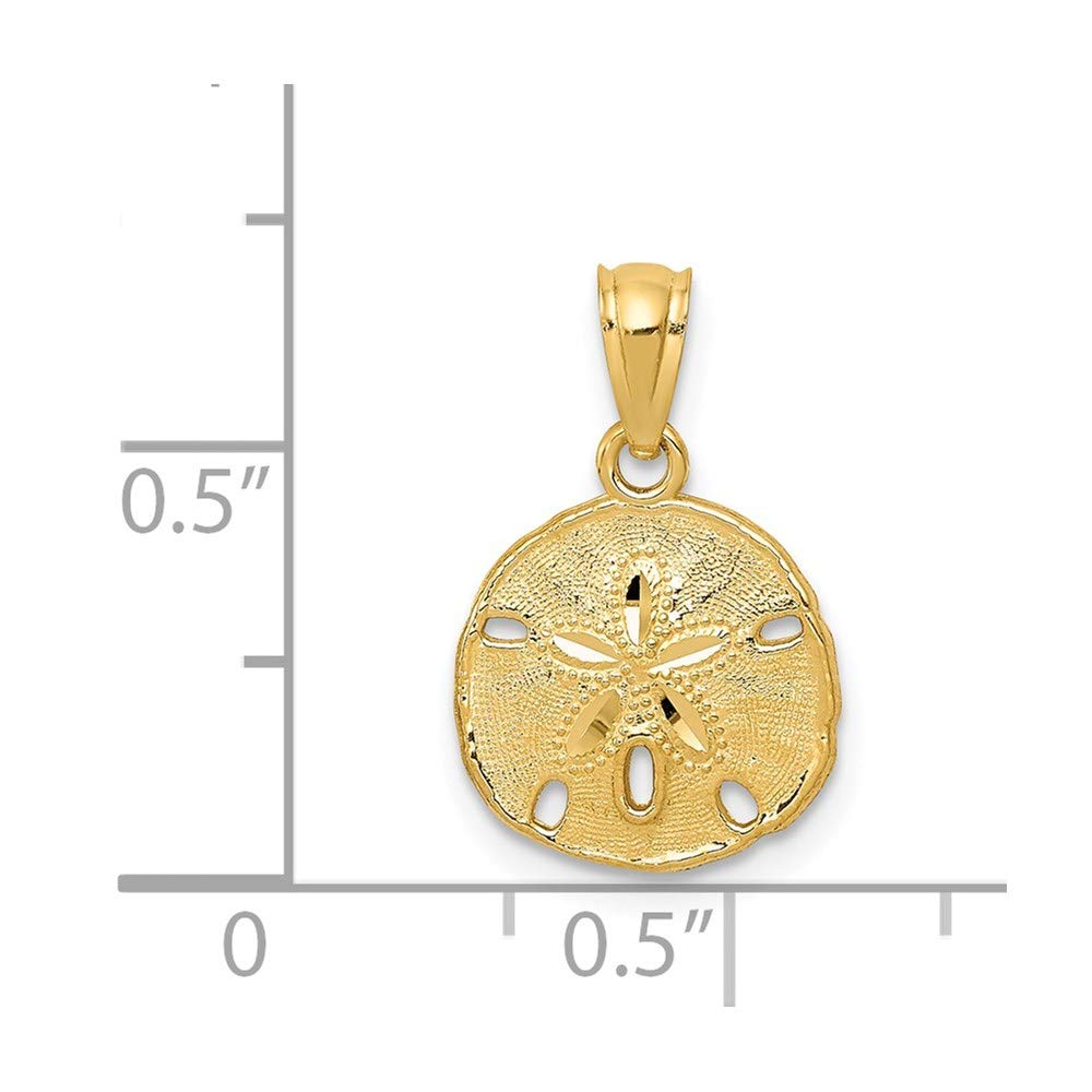 FJC Finejewelers 14 kt Yellow Gold Polished and Textured Sand Dollar Charm 17 mm x 11 mm