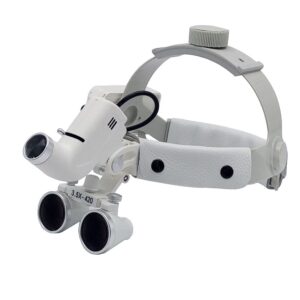 EustomA 5W LED Head Light Spotlight Headband 3.5X Binocular Loupes Optic Glass with Working Distance 280-380mm Spot Adjustable DY-106