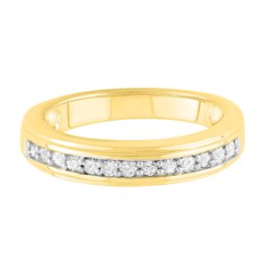 Hdiamonds 1/4 Carat Total Weight (cttw) 925 Sterling Silver Wedding Band with White Diamonds - Yellow Gold Bridal Ring for Women (Ring Size: 6.5)