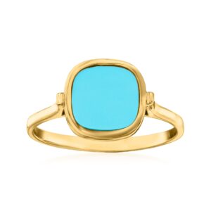 Ross-Simons Italian Turquoise Ring in 14kt Yellow Gold. Size 10