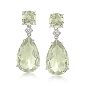 ross-simons gemstone teardrop earrings with diamond accents in sterling silver