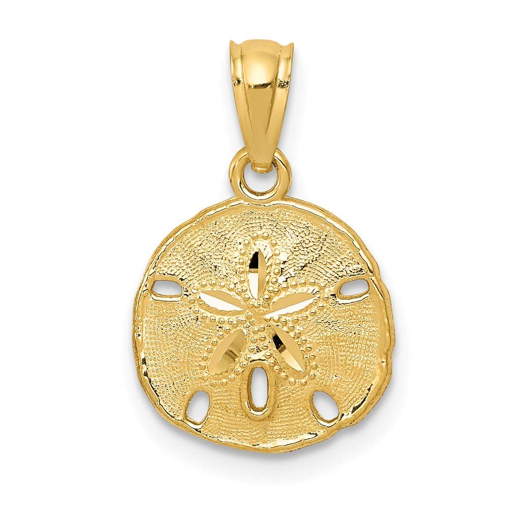 FJC Finejewelers 14 kt Yellow Gold Polished and Textured Sand Dollar Charm 17 mm x 11 mm