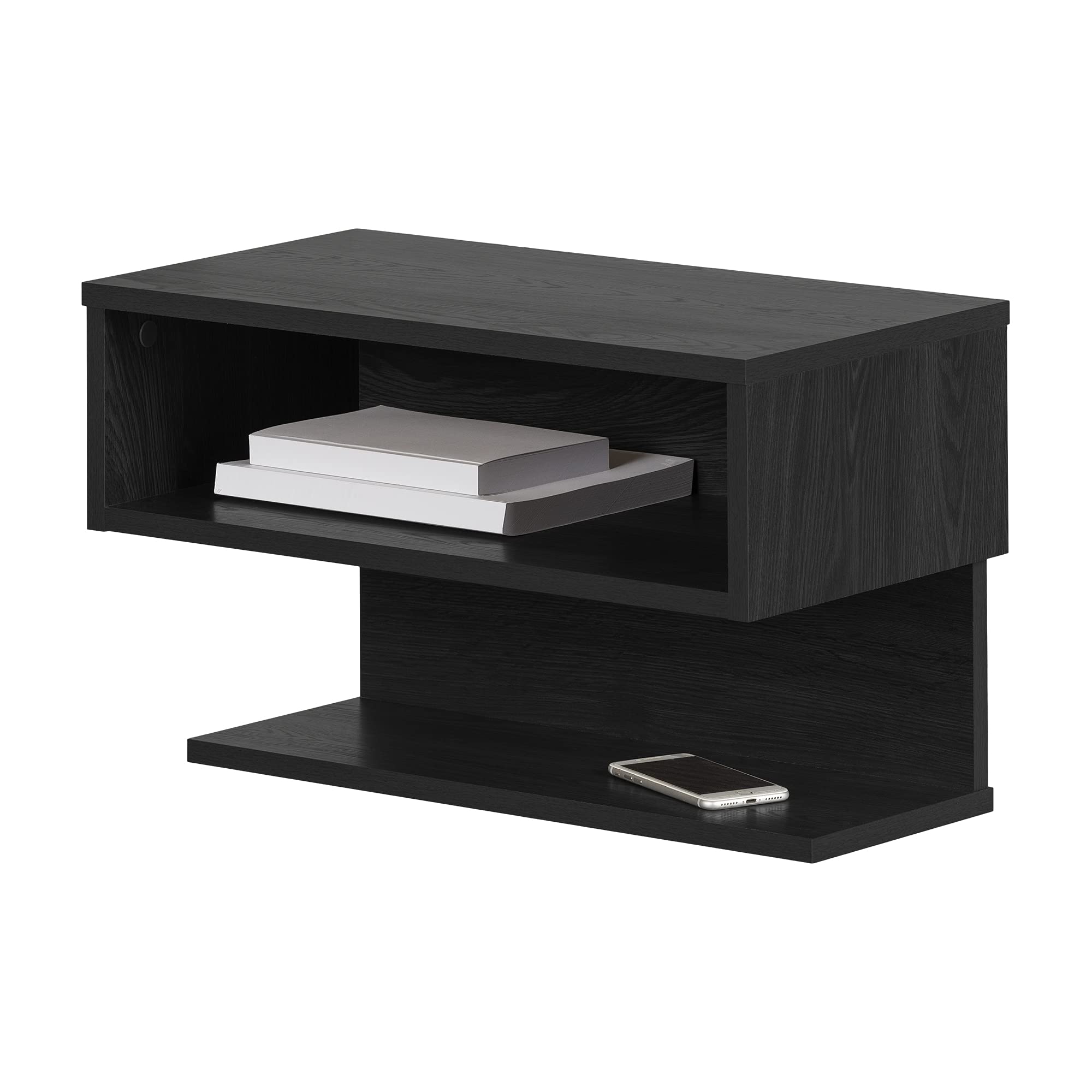 South Shore Fusion Floating Nightstand, Gray Oak