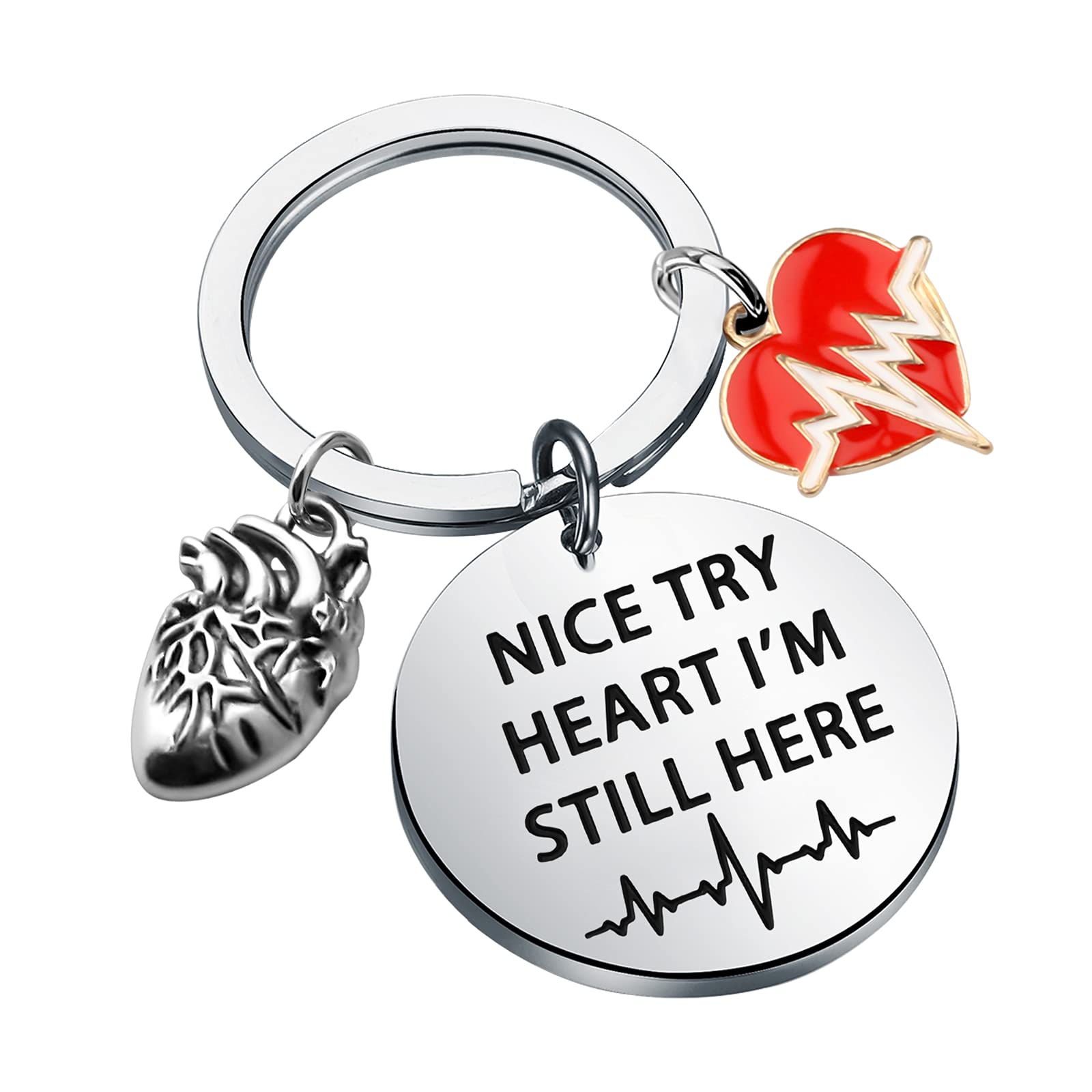 CENWA Heart Attack Survivor Gifts Heart Transplant Gift Nice Try Heart I'm Still Here Keychain (STILL HEART K)