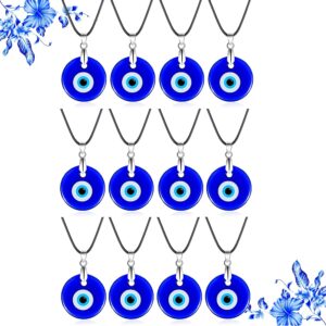 VALIJINA 10-12 Pieces Evil Eye Necklace Bracelet Set Turkish Blue Eye Necklace Glass Eye Leather Rope Chain Necklace Evil Eye Hamsa Blue Beaded Charm Stretch Bracelet for Women and Men