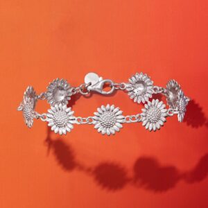 Ross-Simons Italian Sterling Silver Sunflower Bracelet. 7 inches