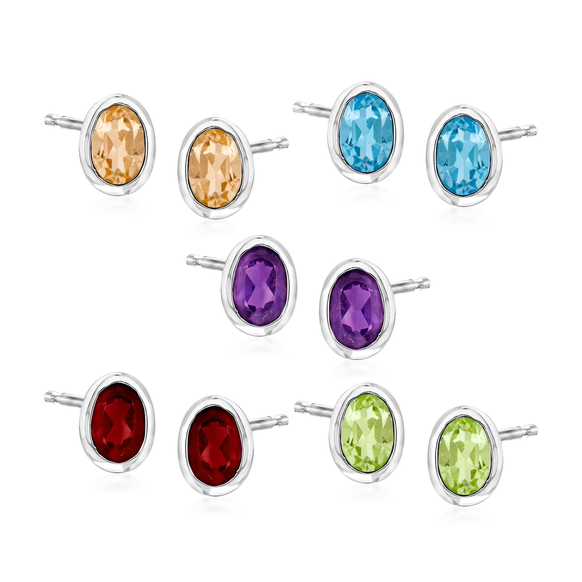 Ross-Simons 4.60 ct. t.w. Multi-Gemstone Jewelry Set: 5 Pairs Of Stud Earrings in Sterling Silver