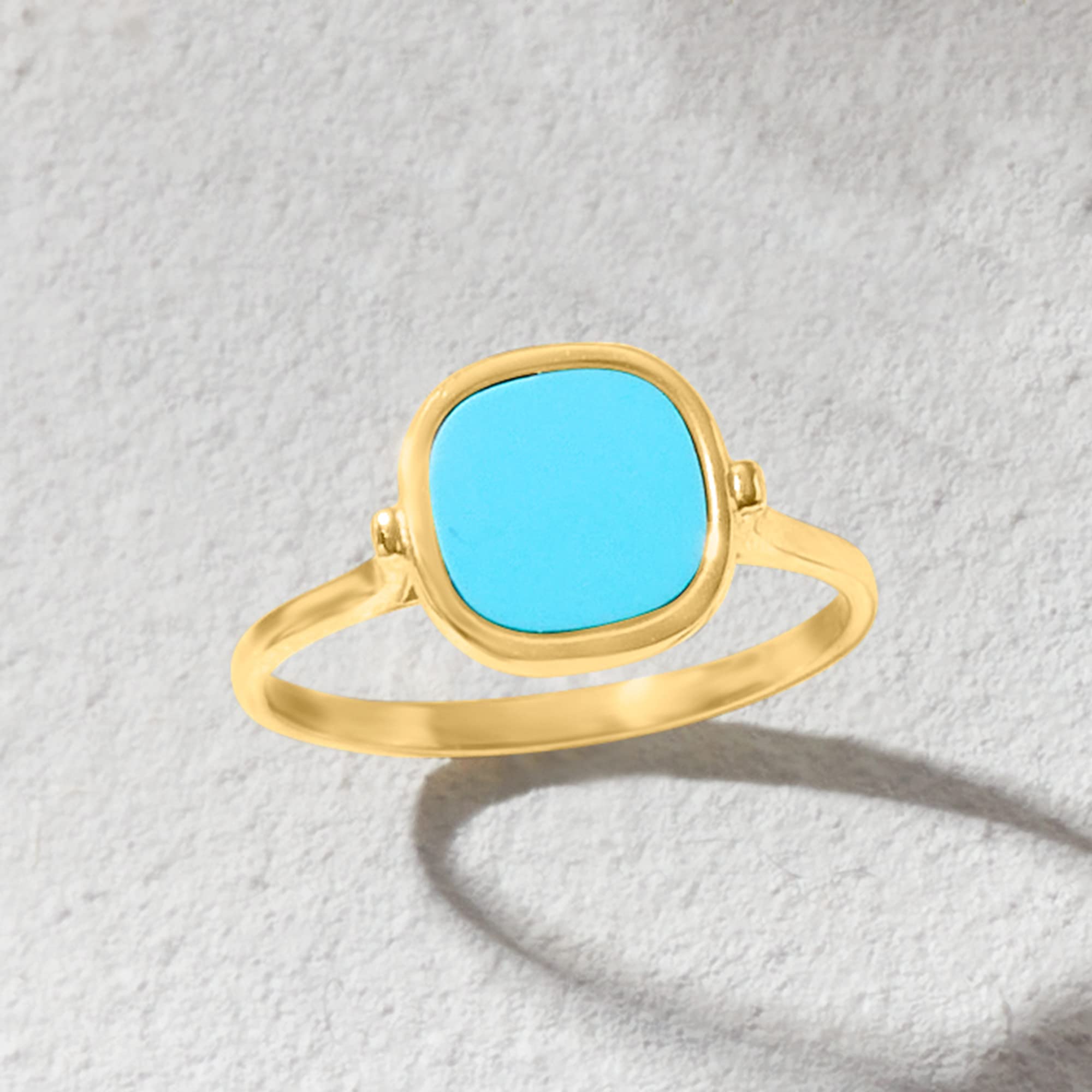 Ross-Simons Italian Turquoise Ring in 14kt Yellow Gold. Size 10