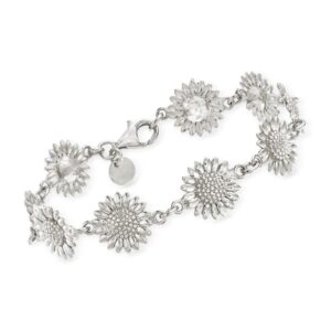 Ross-Simons Italian Sterling Silver Sunflower Bracelet. 7 inches