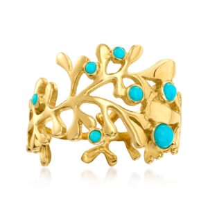 ross-simons turquoise reef ring in 18kt gold over sterling. size 7