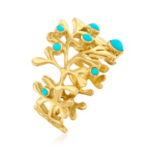 Ross-Simons Turquoise Reef Ring in 18kt Gold Over Sterling. Size 7