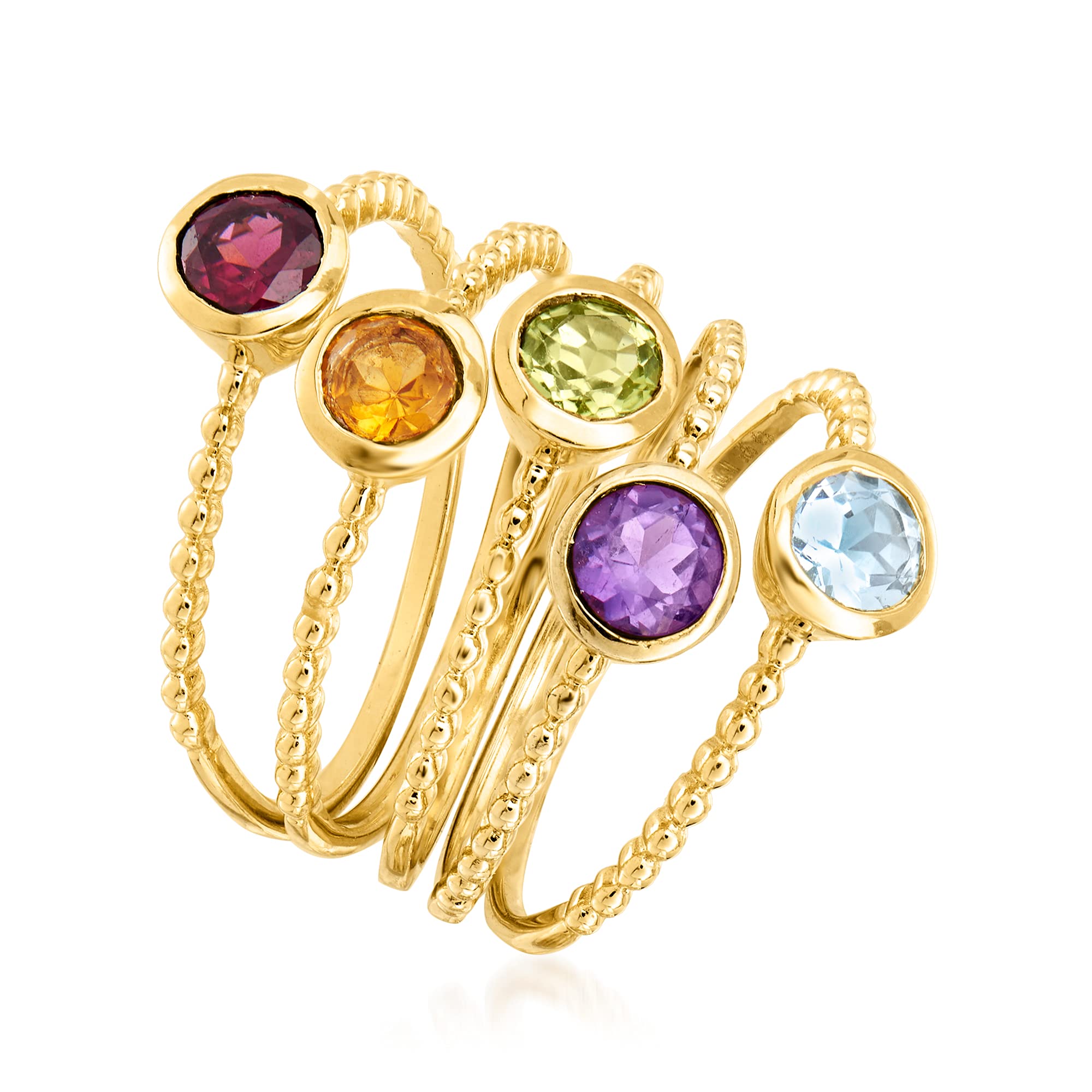 Ross-Simons 1.60 ct. t.w. Multi-Gemstone Jewelry Set: 5 Rings in 18kt Gold Over Sterling. Size 7