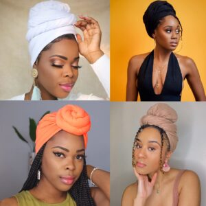 Jelyne 6 Packs Headwraps for Black Women Long Stretch Jersey Head Wrap Hair Scarf Solid Color African Fashion Headwrap