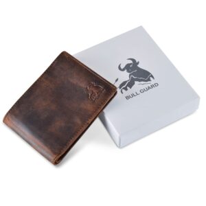 Men's Leather Wallet with RFID Blocking 2 ID Windows in Full Grain Crazy Horse Leather