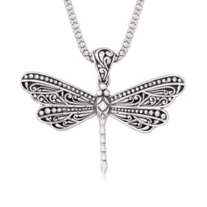 ross-simons sterling silver bali-style dragonfly pendant necklace. 18 inches