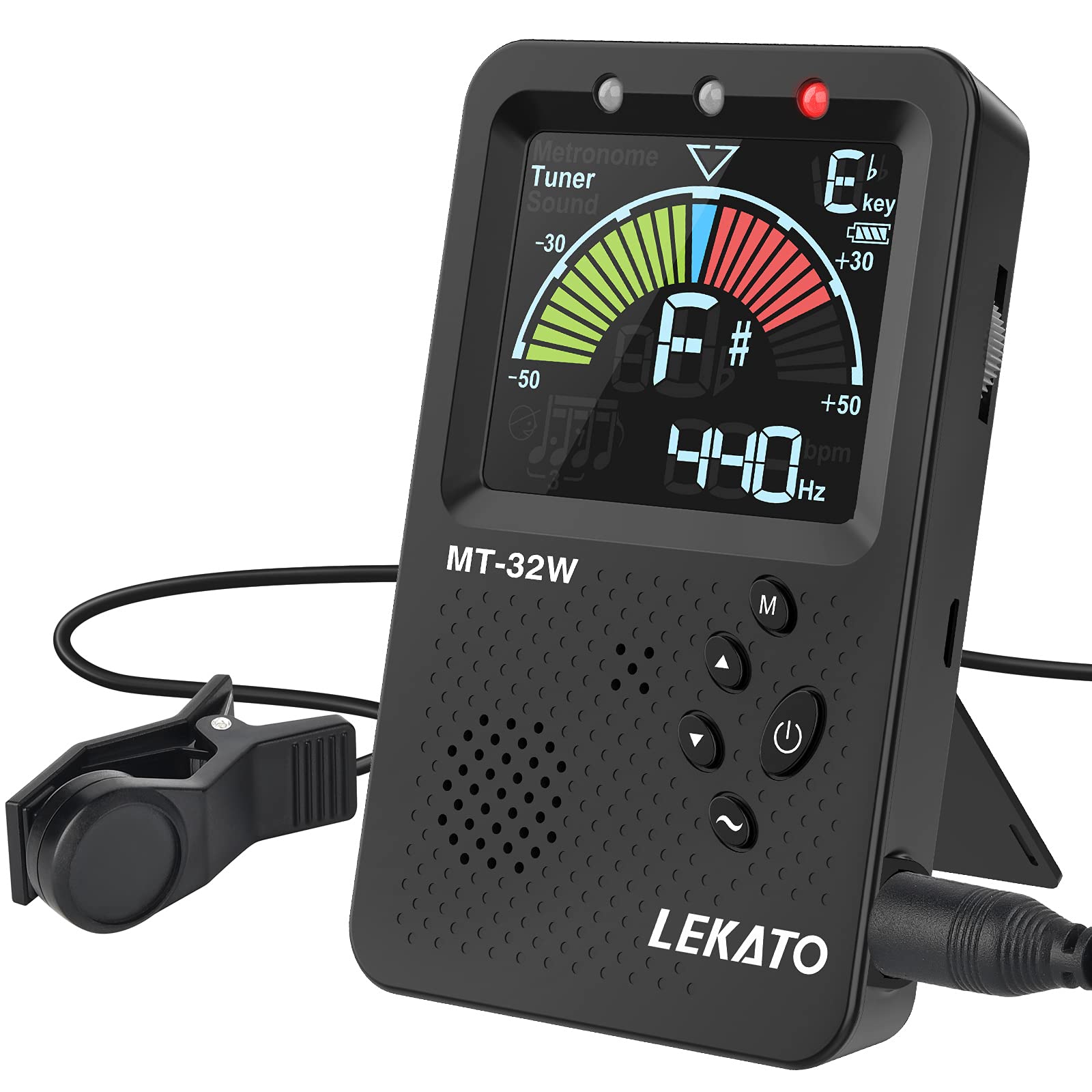 Metronome Tuner, Rechargeable 3 In 1 Digital Metronome with Vocal Count, Tone Generator Tuners for Guitar, Bass, Violin, Ukulele, Chromatic, Clarinet, Trumpet, Flute, All Instruments, Black by LEKATO