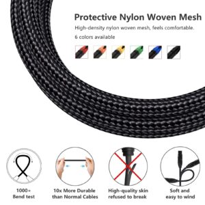 Anewbig XLR Cables 25ft 6 Pack, Mic Cable 25 ft Feet, 3 Pin Male to Female XLR Microphone DMX Cord- Black Braided, 25 Foot, 6pack