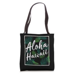 hi tropical hawaiian summer vacation palm trees aloha hawaii tote bag