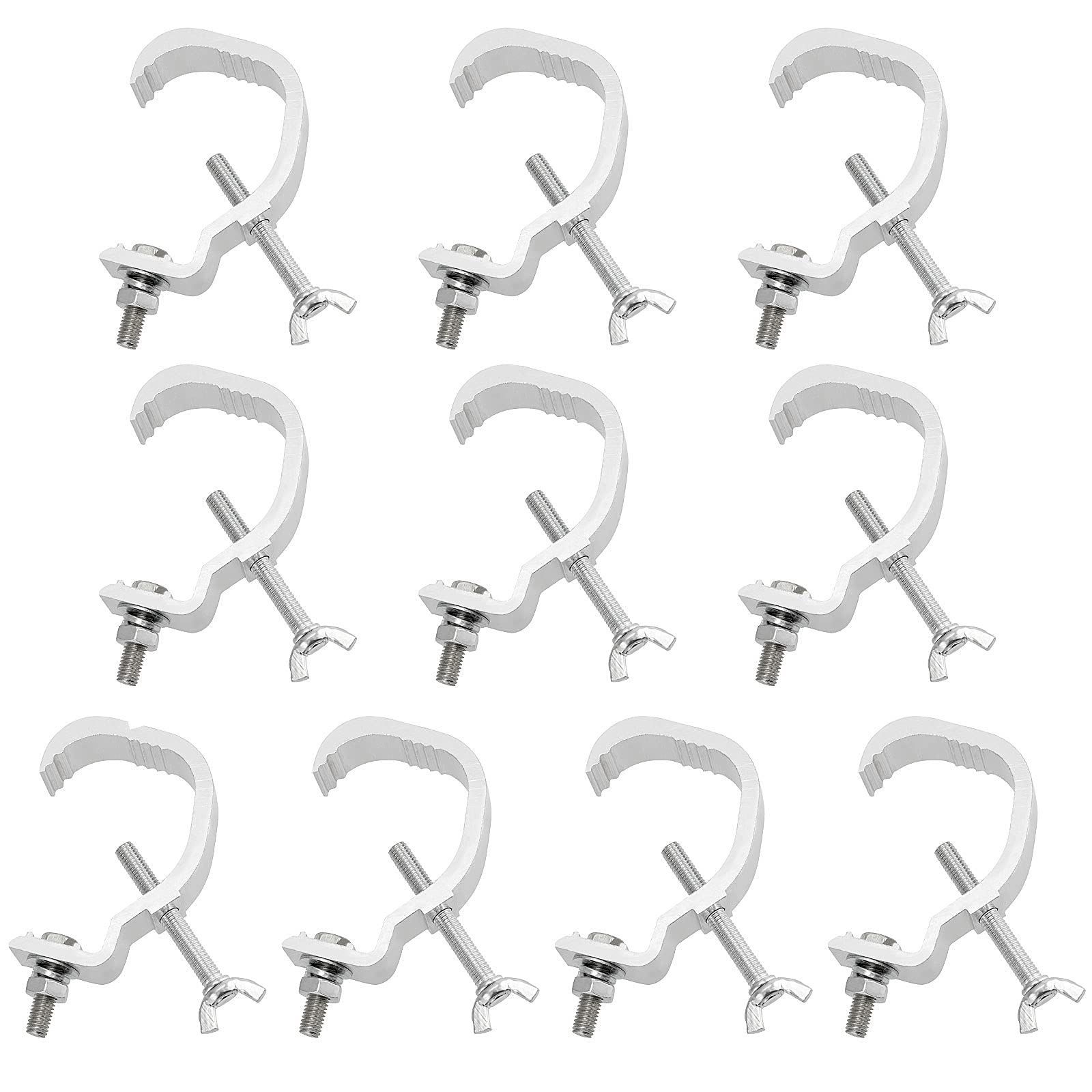 PINGEUI 10 Pack Stage Light Clamp, Aluminum Alloy Truss Clamp, Stage Light Clamp Hook for DJ Lighting Par Lights Spot Lights, Fit for 1.18-2 Inch OD Pipe, Max Load 44 lbs