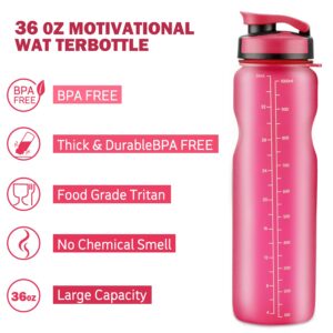 HZQDLN Sports Water Bottle, BPA Free & Frosted Tritan Plastic, 36oz Water Bottle with Leak Proof Flip Top Lid, Apply to The Gym, Yoga, Running, Outdoors, Cycling, and Camping…